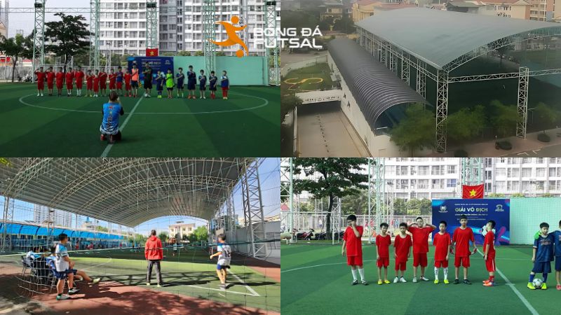 Sân bóng đá Hai Bà Trưng Times City nằm trong khu đô thị, không gian hiện đại
