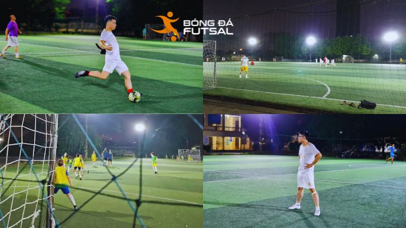 Sân bóng đá trong trường THPT Tây Hồ khá yên tĩnh và phù hợp luyện tập buổi tối